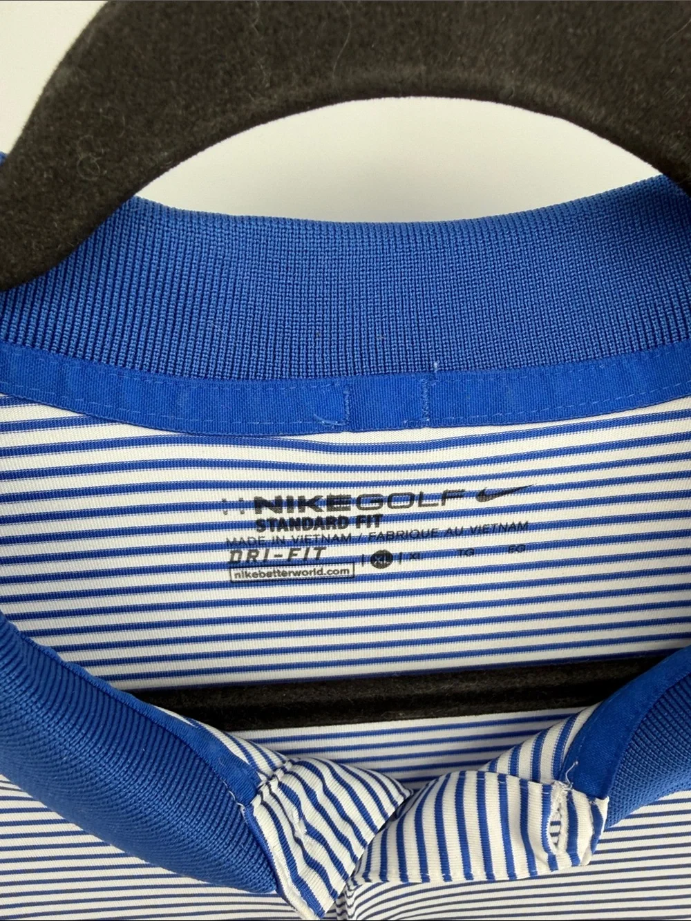 Nike Dri-fit Golf striped performance outdoor athletic athleisure polo shirt XL